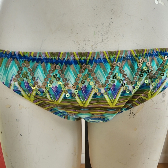 Kenneth Cole Reaction Multi Color Bikini Bottom with Sequins Size M - Picture 7 of 7